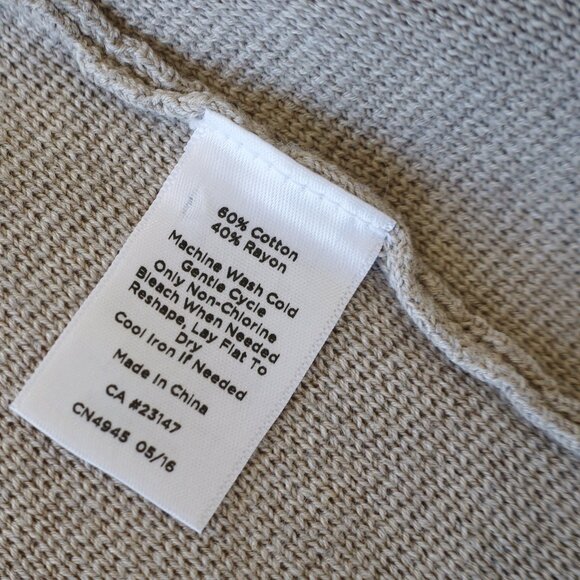 TALBOTS Size Small Petite Tan Beige Gray Stripe Blazer Cardigan Sweater - Picture 10 of 11